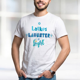 Camiseta Tipografía Azul Claro de Latkes Risa Hanukkah Dive