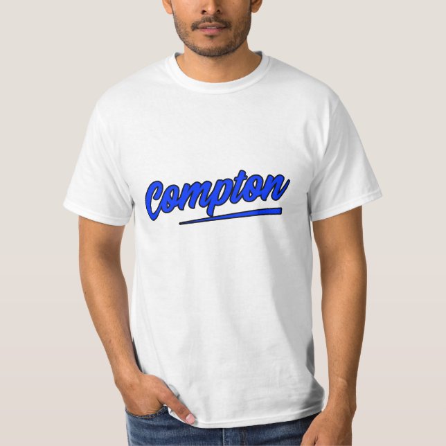 Camiseta Tipografía azul de Compton California (Anverso)