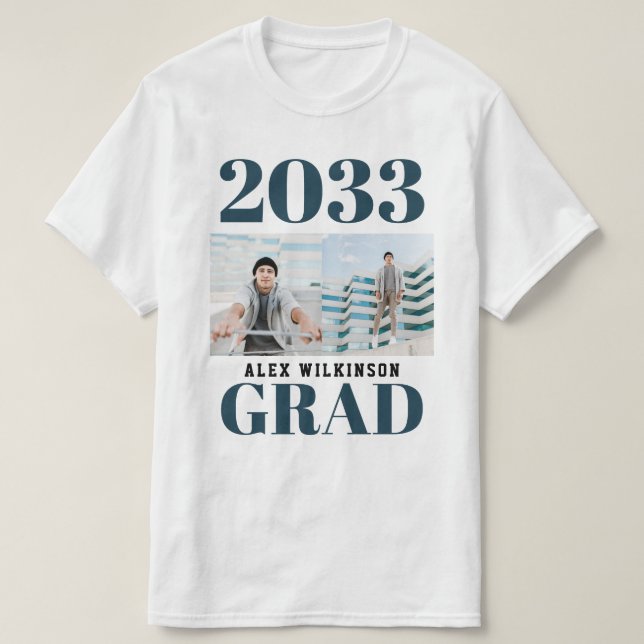 Camiseta Tipografía Azul Moderno Graduación de fotografía s (Diseño del anverso)