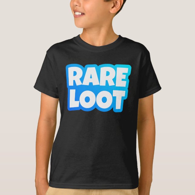 Camiseta Tipografía Blanca Azul Rara Loot Gamer Neon (Anverso)