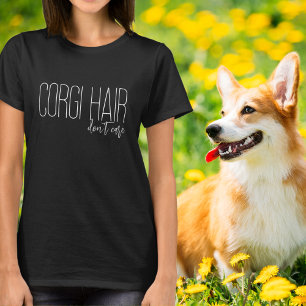 Camiseta Tipografía Blanca Corgi Pelo No Importa