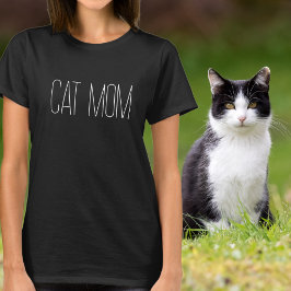 Camiseta Tipografía Blanca Minimalista de Mamá de Gato