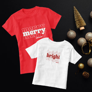 Camiseta Tipografía Blanca Retro de Navidad Alegre Alegre M