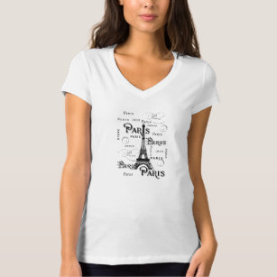 Camiseta Tipografía Caligrafía París Francia Torre Eiffel