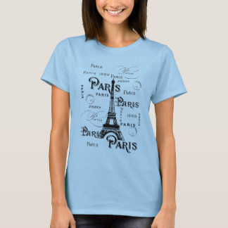 Camiseta Tipografía Caligrafía París Francia Torre Eiffel