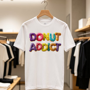 Camiseta Tipografía Colorida de Donut Addict con Purpurina