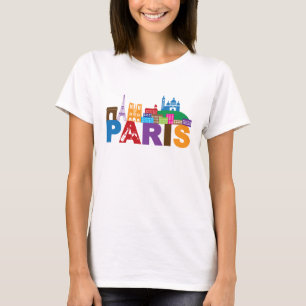 Camiseta Tipografía colorida de París, Francia el  
