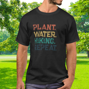 Camiseta Tipografía Colorida de Plantas Agua Senderismo Rep