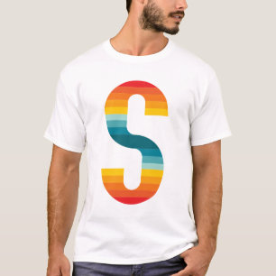 Camiseta Tipografía Colorida Retro Arcoíris Puesta de Sol L