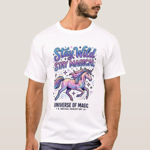 Camiseta Tipografía Comercial de Unicornio Permanece Salvaj