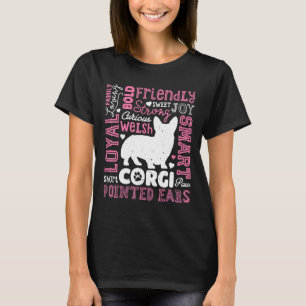 Camiseta Tipografía Corgi T Word Art Dog Tee