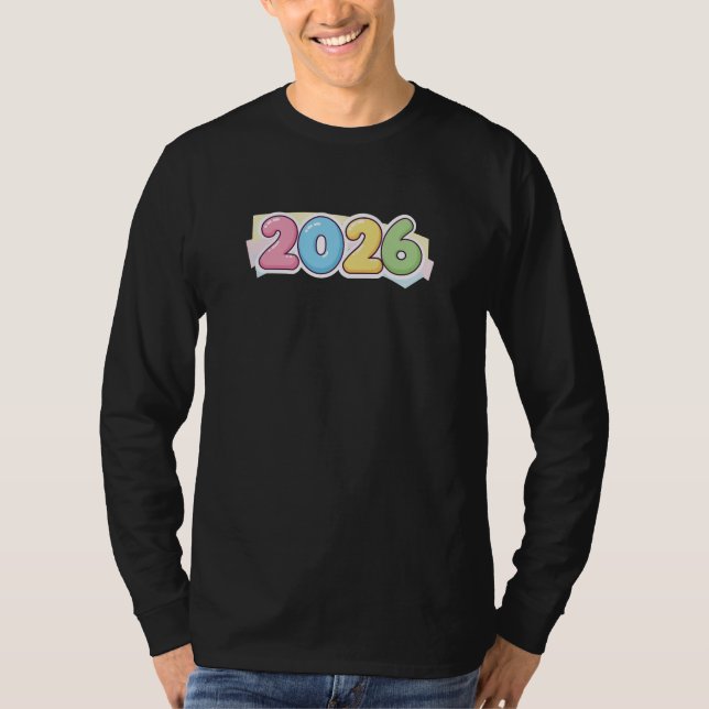 Camiseta Tipografía Cute Bubble 2026 – Caramelo Gloss Paste (Anverso)