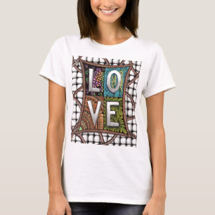 Camiseta Tipografía de amor Arte de línea intrincada Patrón