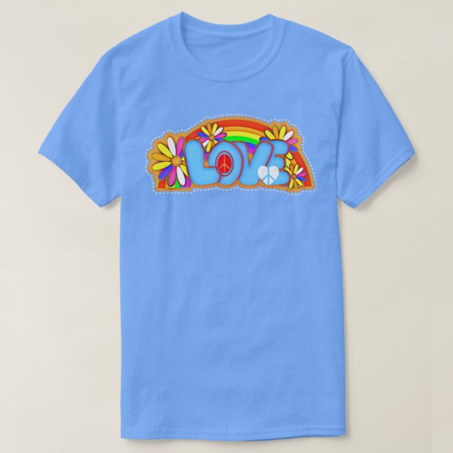 Camiseta Tipografía de amor hippie arcoiris (Diseño del anverso)