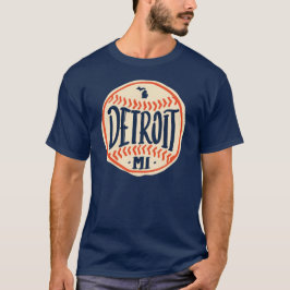 Camiseta Tipografía de béisbol de piel de Detroit Michigan