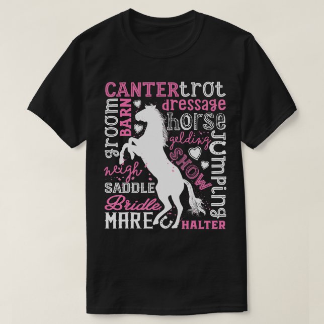 Camiseta Tipografía de caballos Palabra Chicas ecuestres de (Diseño del anverso)