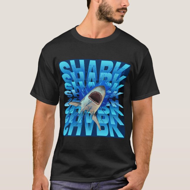 Camiseta tipografía de efecto de texto de tiburón (Anverso)