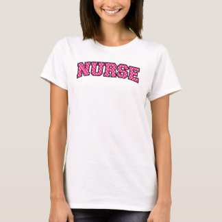 Camiseta Tipografía de Enfermera con Lunares Rosados
