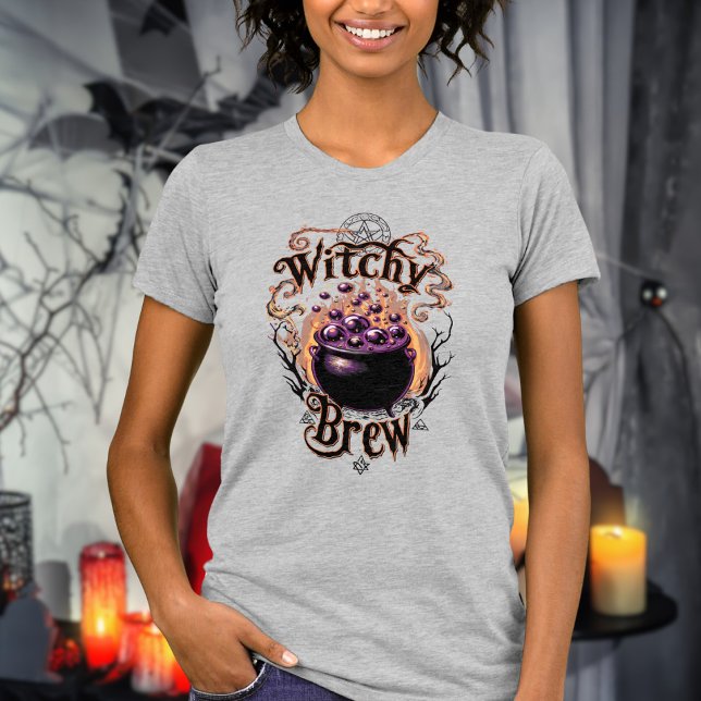 Camiseta Tipografía de época Halloween Cauldron Bruja (Subido por el creador)