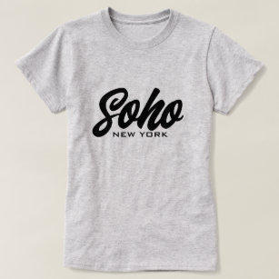 Camiseta Tipografía de escritura en blanco y negro de Soho