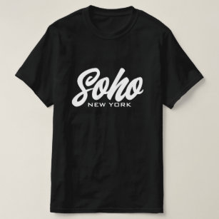 Camiseta Tipografía de escritura en blanco y negro de Soho 