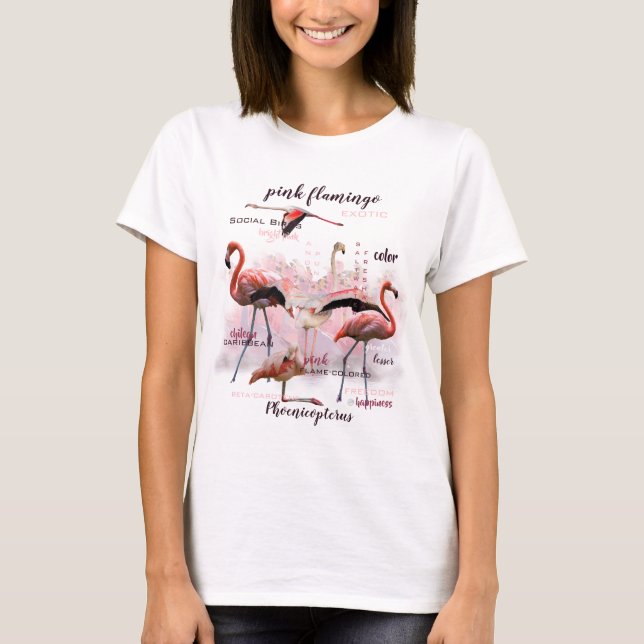 Camiseta Tipografía de flamingo rosa | Personalizado (Anverso)