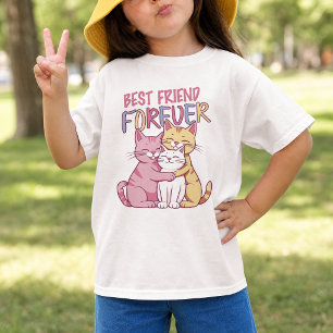 Camiseta Tipografía de gatos lindos Mejor Amigo Por Siempre