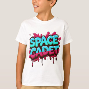 Camiseta Tipografía de grafiti de cadete espacial