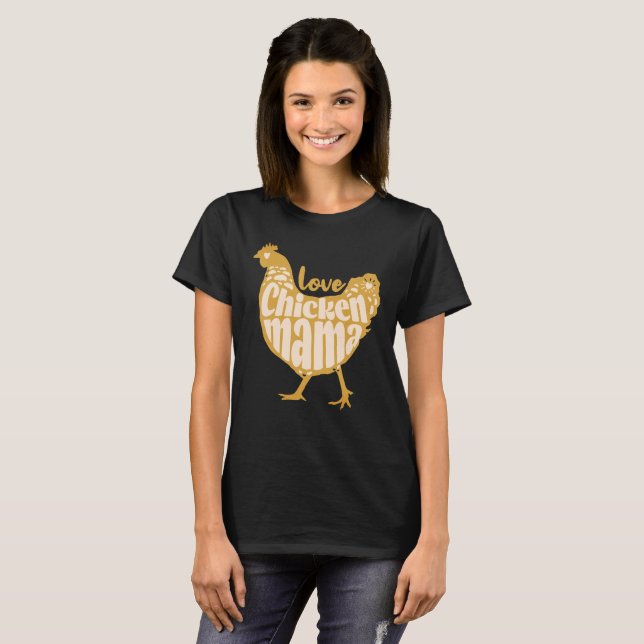 Camiseta Tipografía de granja Love Chicken Mama (Anverso completo)