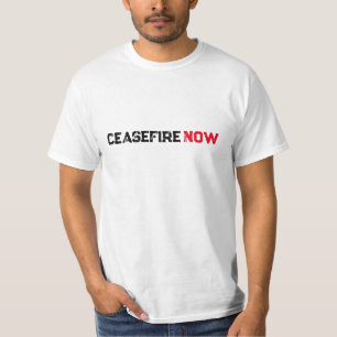 Camiseta Tipografía de grano blanco negro Cease Fire Now