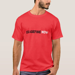 Camiseta Tipografía de grano rojo blanco negro Cease Fire N