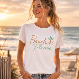Camiseta Tipografía de guión pastel Beach Please
