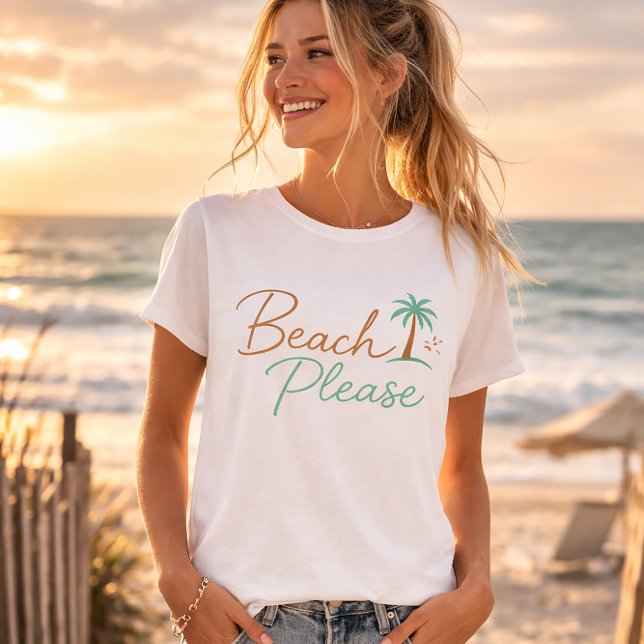 Camiseta Tipografía de guión pastel Beach Please (Subido por el creador)