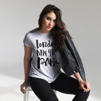 Camiseta Tipografía de guiones - Londres, Nueva York, París