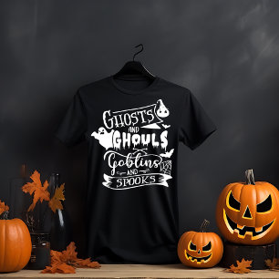 Camiseta Tipografía de Halloween de Fantasmas y Huellas