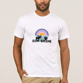Camiseta Tipografía de ilustración de alce y luz solar