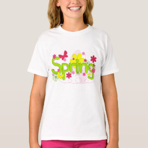 Camiseta Tipografía de jardín de primavera Flores Mariposas
