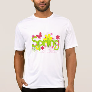 Camiseta Tipografía de jardín de primavera Flores Mariposas