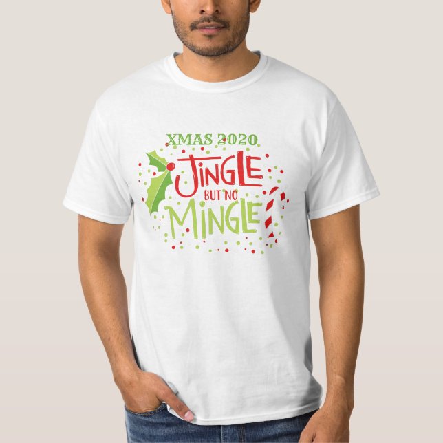 Camiseta Tipografía de jingle sin Navidades gemelos (Anverso)