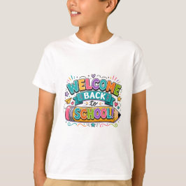 Camiseta Tipografía de lápiz colorida de bienvenida al cole