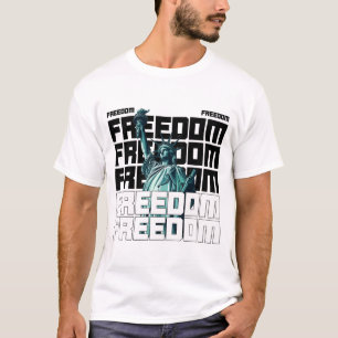 Camiseta Tipografía de libertad con estatua de libertad