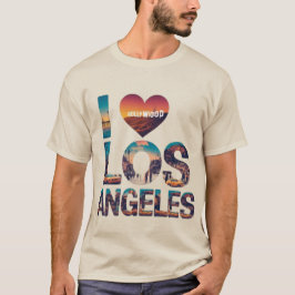 Camiseta Tipografía de Los Ángeles Skyline Sunset y Hollywo