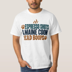 Camiseta Tipografía de Maine Coon Espresso Verde Azul y Nar