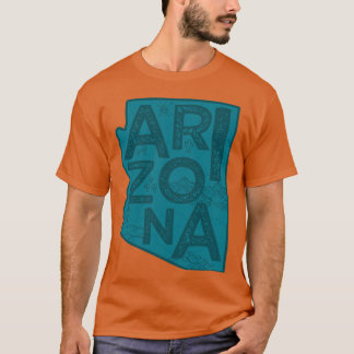 Camiseta Tipografía de Mapa de Arizona Marina