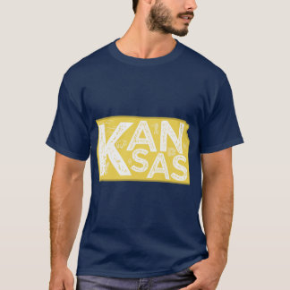 Camiseta Tipografía de mapa de Kansas Gold
