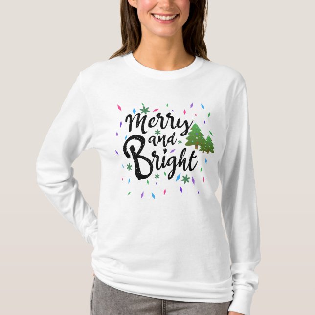 Camiseta Tipografía de mora y Navidades brillantes (Anverso)