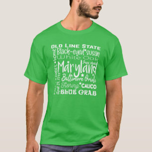 Camiseta Tipografía de nube de palabras de Maryland sobredi