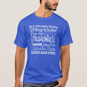 Camiseta Tipografía de nube de palabras de Massachusetts