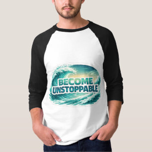 Camiseta Tipografía de Ola Oceánica Imparable