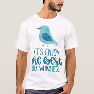 Camiseta Tipografía de pájaro de verano